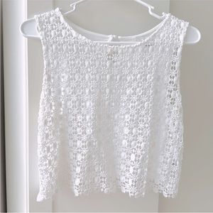 White Front Crochet Crop Tank Forever 21